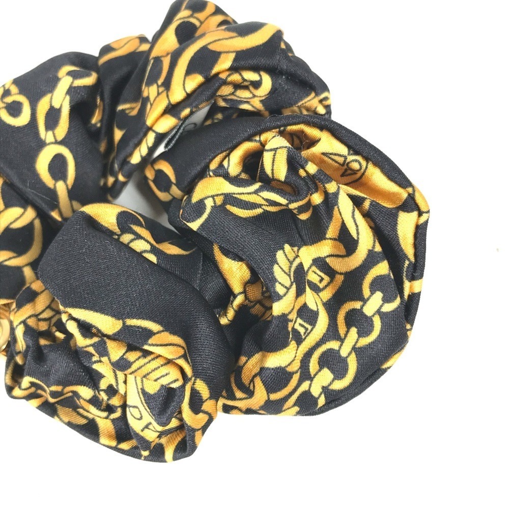 CELINE Triomphe Chain Hair Accessory, Silk Scrunchie, Women's, Black - Picture 5 of 7